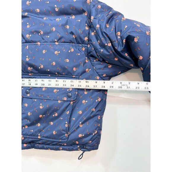 American Eagle Jacket Womens Large Multicolor Reversible Cropped Puffer Floral - Picture 5 of 11